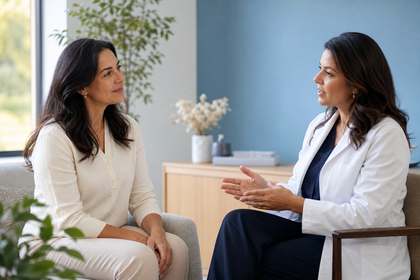Mujer durante una consulta de climaterio y menopausia